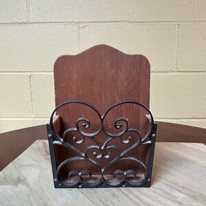 Faux wooden & metal letter holder